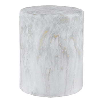 Troy 16" Modern Minimalist Faux Marble Column Indoor/Outdoor Accent Table - JONATHAN Y